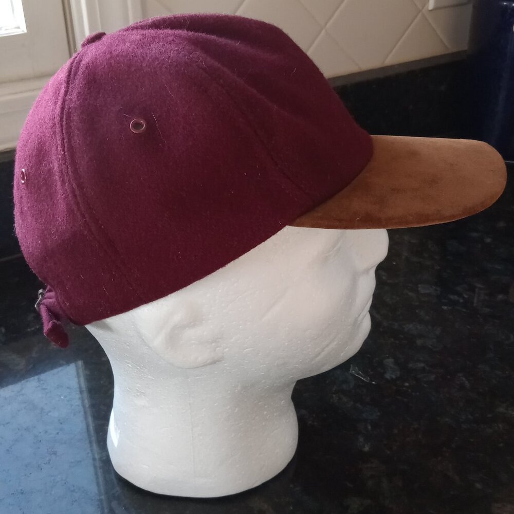 BRONER Burgundy Baseball Cap with Tan Suede Brim